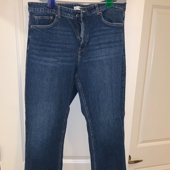 MANGO Mid-Rise Dark Blue Straight Leg Jeans - Picture 1 of 10